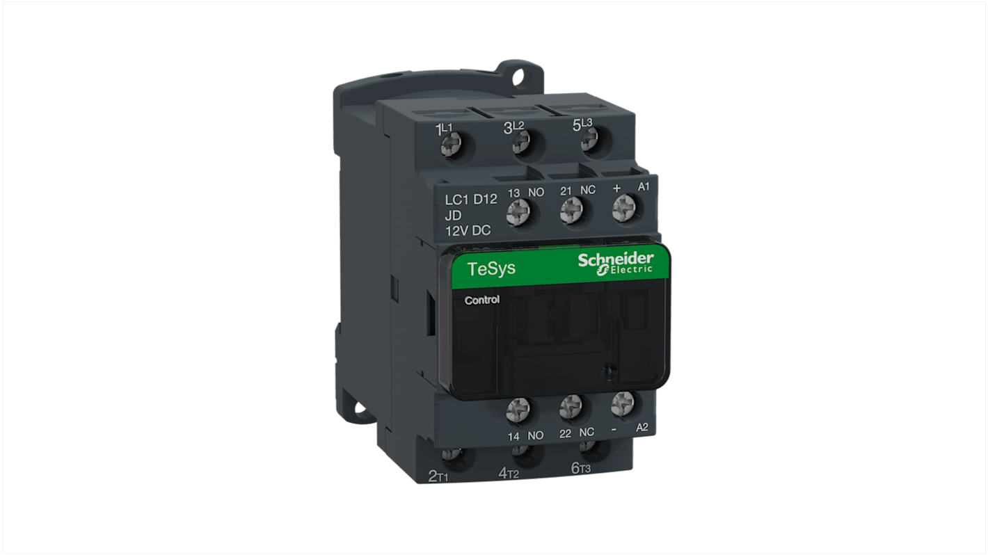 Schneider Electric LC1D Series Contactor, 12 V dc Coil, 3-Pole, 12 A, 5.5 kW, 3NO, 690 V ac