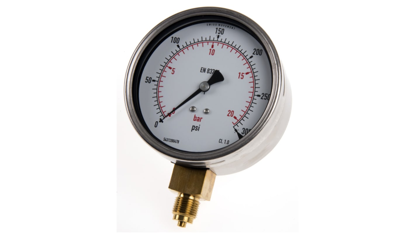 RS PRO 0psi til 300psi Manometer, Tilslutning: G 3/8