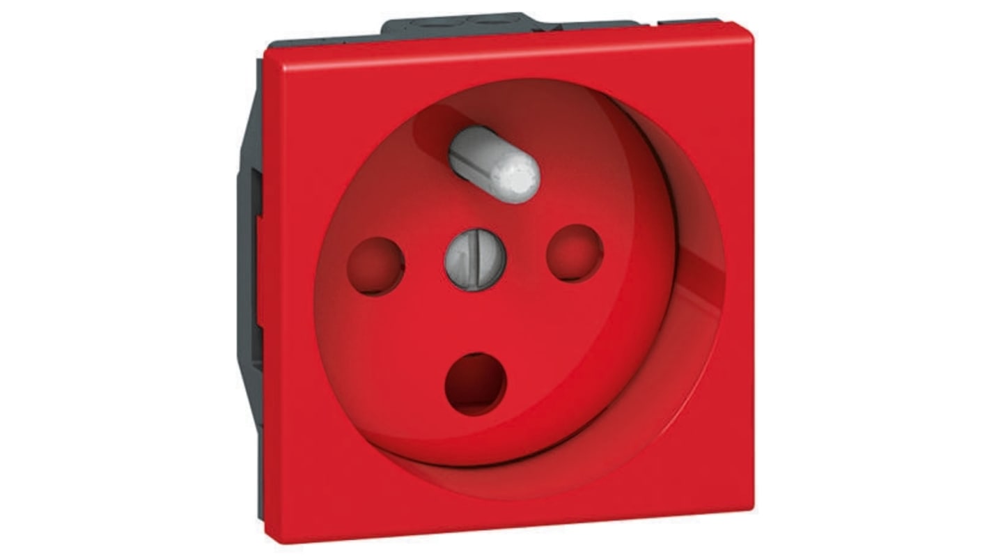 Legrand Red 1 Gang Plug Socket, 16A, Type E - French, Indoor Use