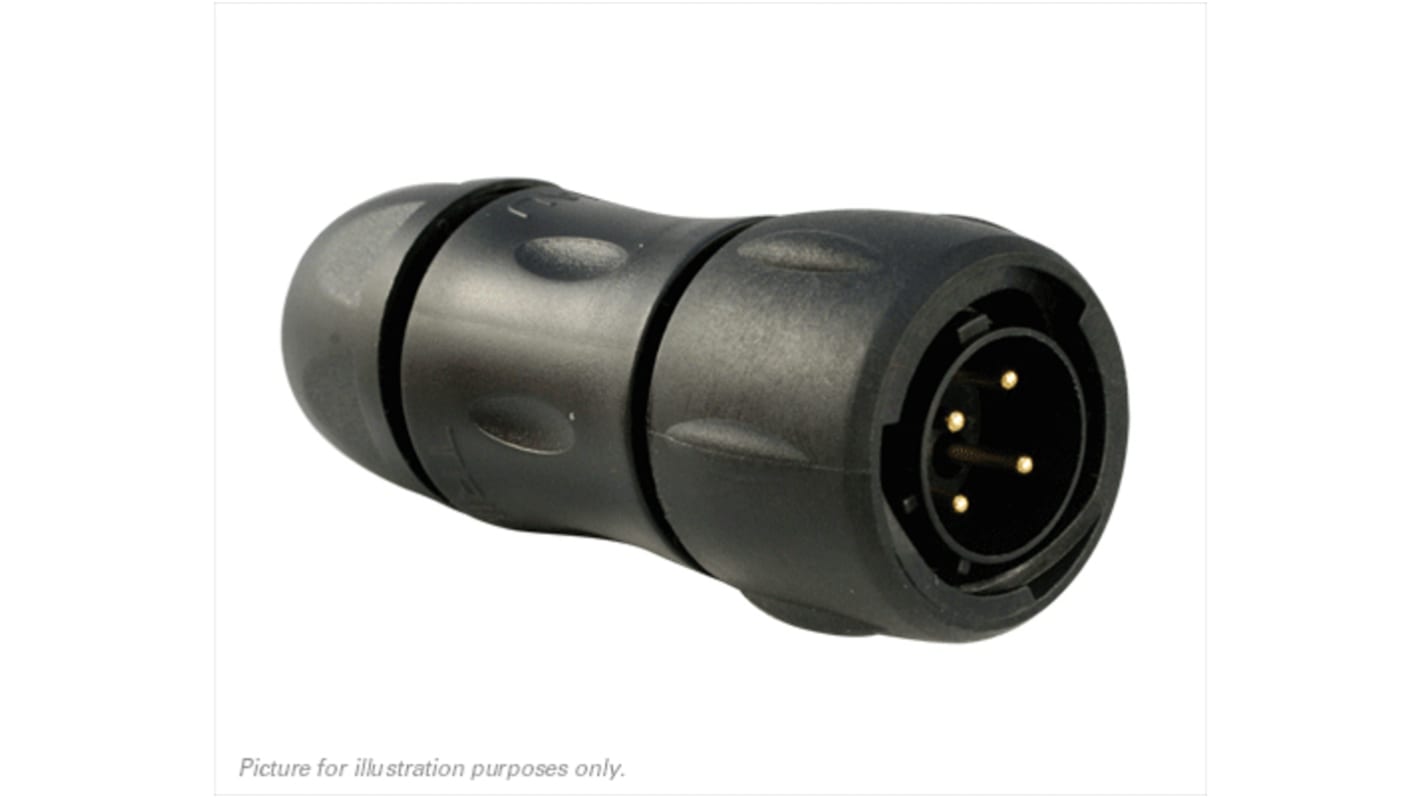 Souriau Circular Connector, 4 Contacts, Cable Mount, Socket, Male, IP68, IP69K, UTS Series