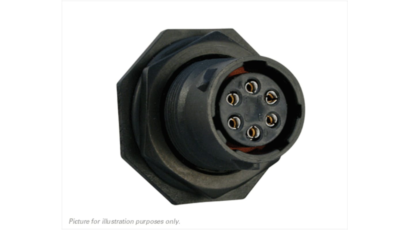 Conector circular Souriau Sunbank by Eaton macho serie UTS de 6 vías hembra, tamaño carcasa 10, Montaje en Panel, IP68,