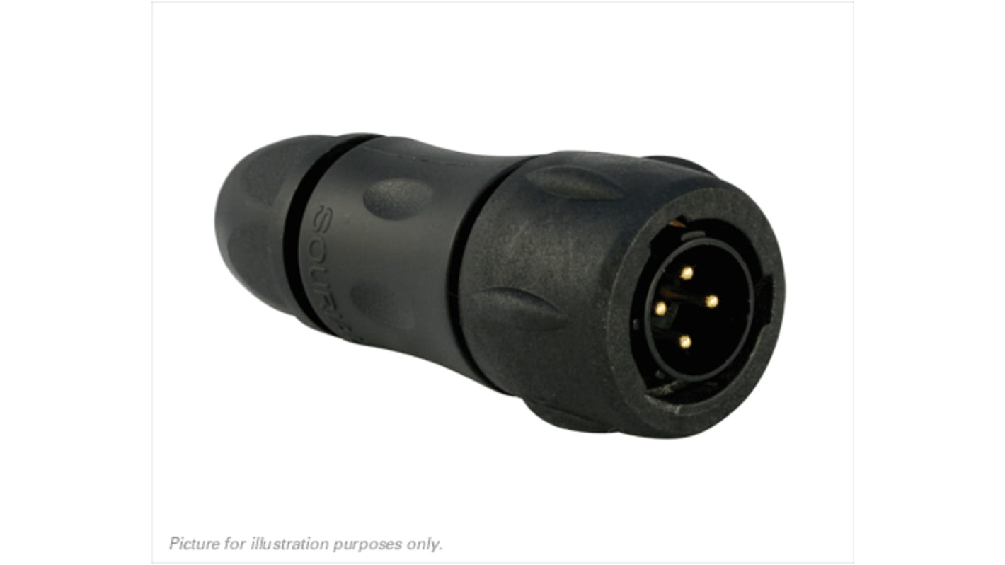 Souriau Circular Connector, 4 Contacts, Cable Mount, Socket, Male, IP68, IP69K, UTS Series