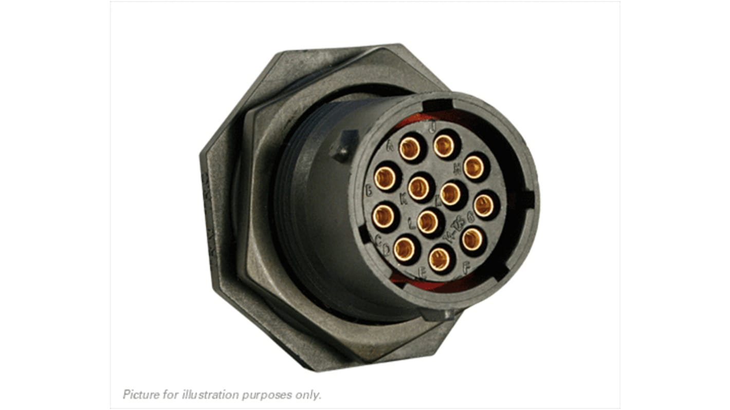 Souriau Circular Connector, 12 Contacts, Panel Mount, Plug, Female, IP68, IP69K, UTS Series