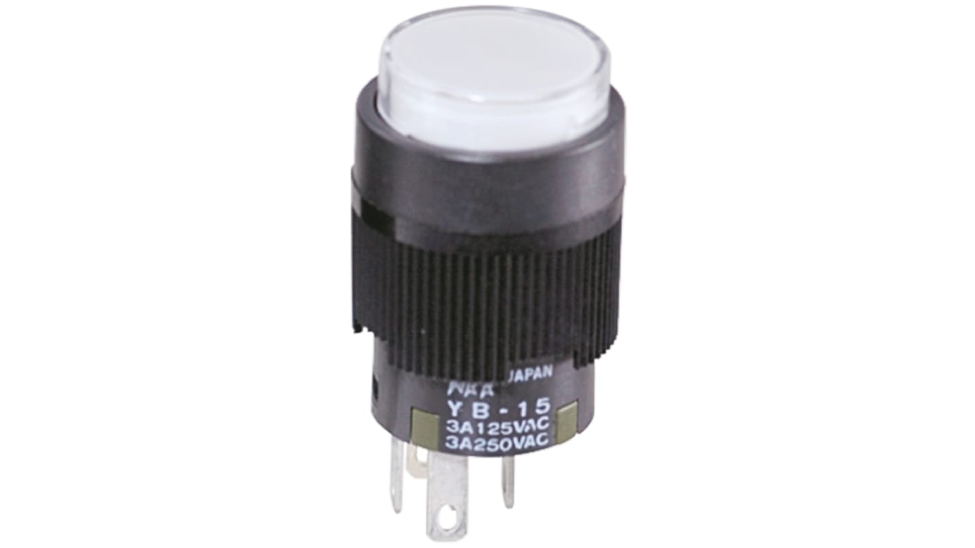 NKK Switches Illuminated Push Button Switch, Momentary, Panel Mount, 16mm Cutout, SPDT, Blue LED, IP65