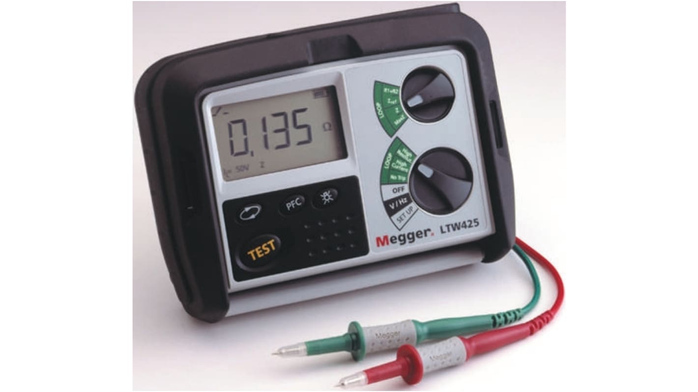 Comprobador de impedancia de bucle y diferenciales Megger LTW425, calibrado RS, prueba AC Selectiva, CAT IV 300 V, IEC