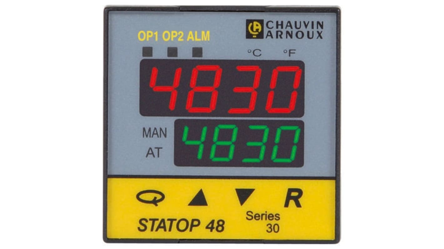 Pyro Controle STATOP 48 PID Temperature Controller, 48 x 48mm, 2 Output Relay, 90 → 260 V ac Supply Voltage