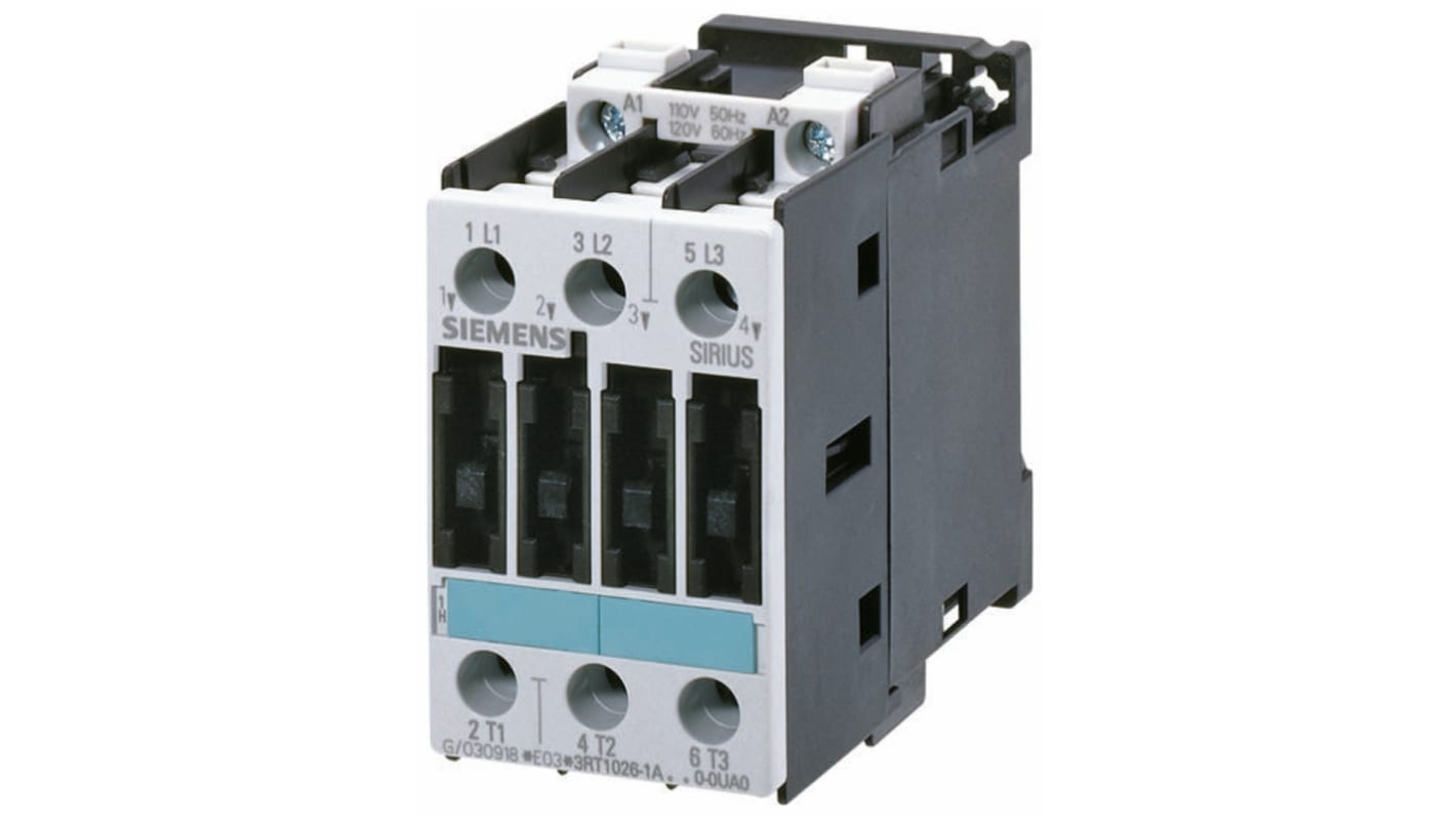 Contattore Siemens, serie 3RT1, 3 poli, 3 NA, 40 A, 11 kW, bobina 24 V c.a.