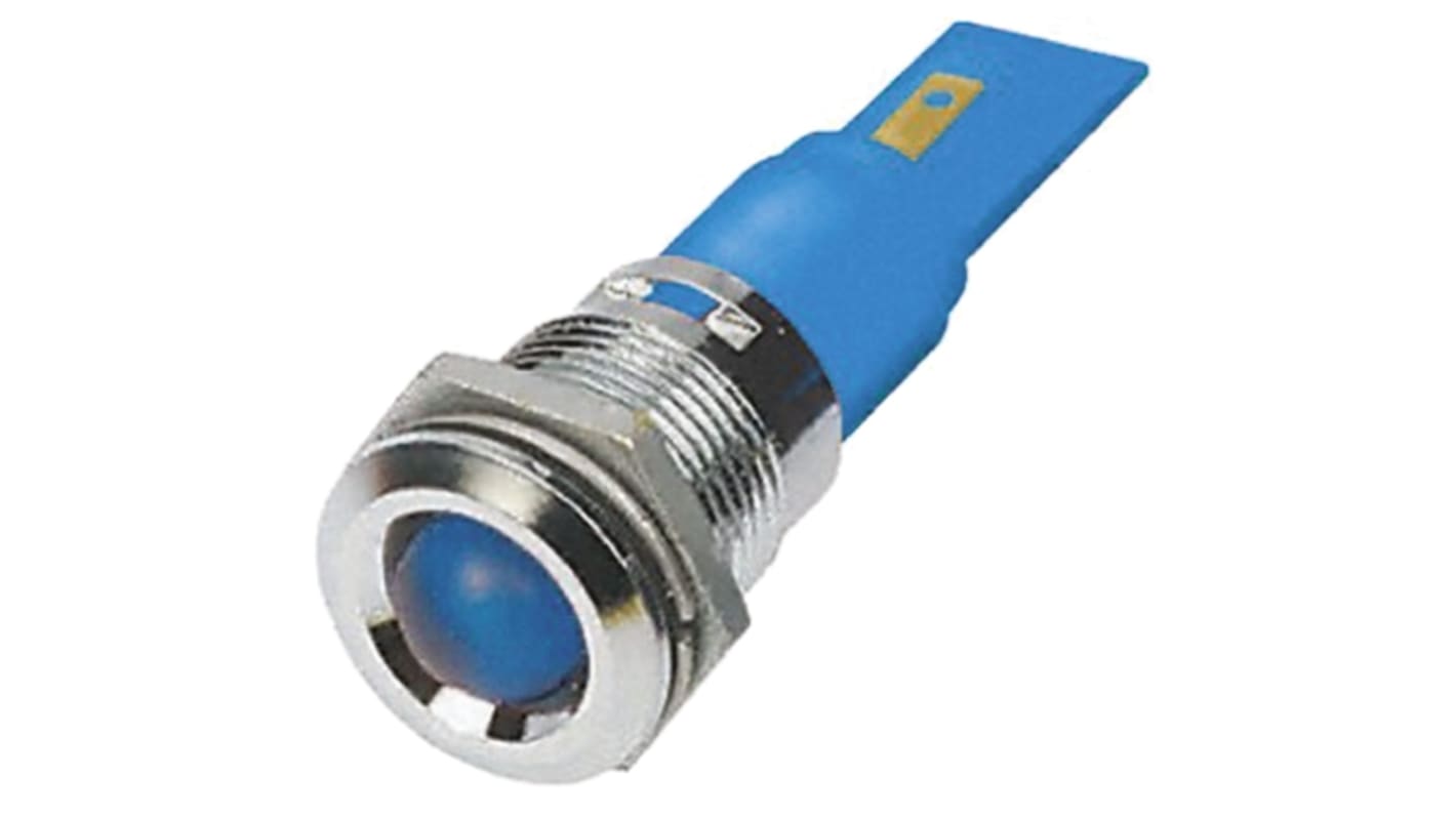 RS PRO Blue Panel Mount Indicator, 110V ac, 22mm Mounting Hole Size, Solder Tab Termination, IP67