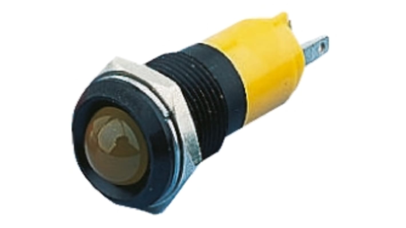 RS PRO Yellow Panel Mount Indicator, 2V dc, 14mm Mounting Hole Size, Solder Tab Termination