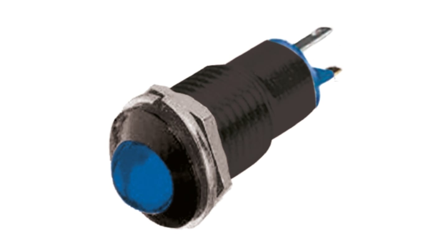 RS PRO Blue Panel Mount Indicator, 2V dc, 8mm Mounting Hole Size, Solder Tab Termination