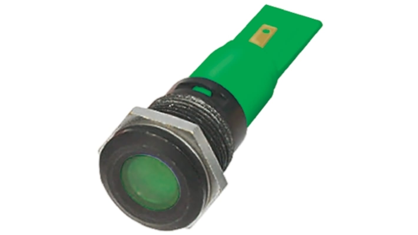 RS PRO Green Panel Mount Indicator, 16mm Mounting Hole Size, Solder Tab Termination