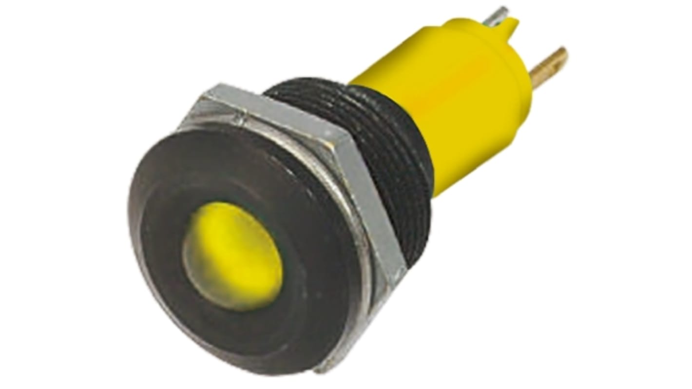 Indicatore da pannello RS PRO Giallo  a LED, 115 V dc, 230V ca, Sporgente, foro da 19mm