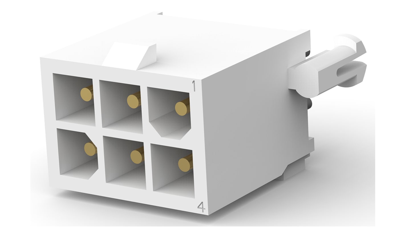 TE Connectivity Mini-Universal MATE-N-LOK Series Straight Through Hole PCB Header, 6 Contact(s), 4.14mm Pitch, 2