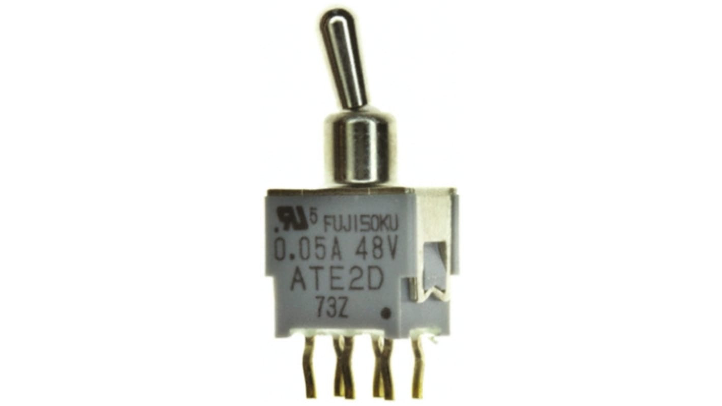 Copal Electronics Toggle Switch, PCB Mount, On-On, DPDT, Through Hole Terminal