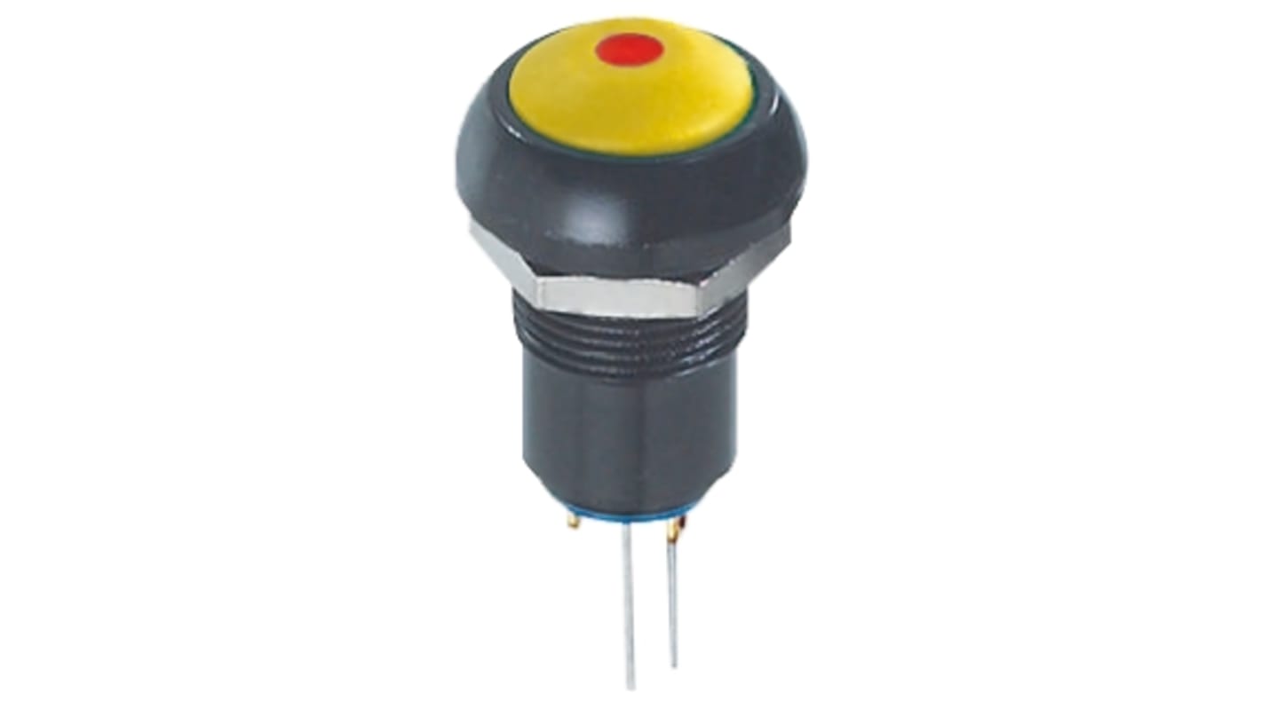 Interruptor de Botón Pulsador APEM, color de botón Amarillo, Enclavamiento, 5 A a 28 V dc, 48V ac, Montaje en Panel,