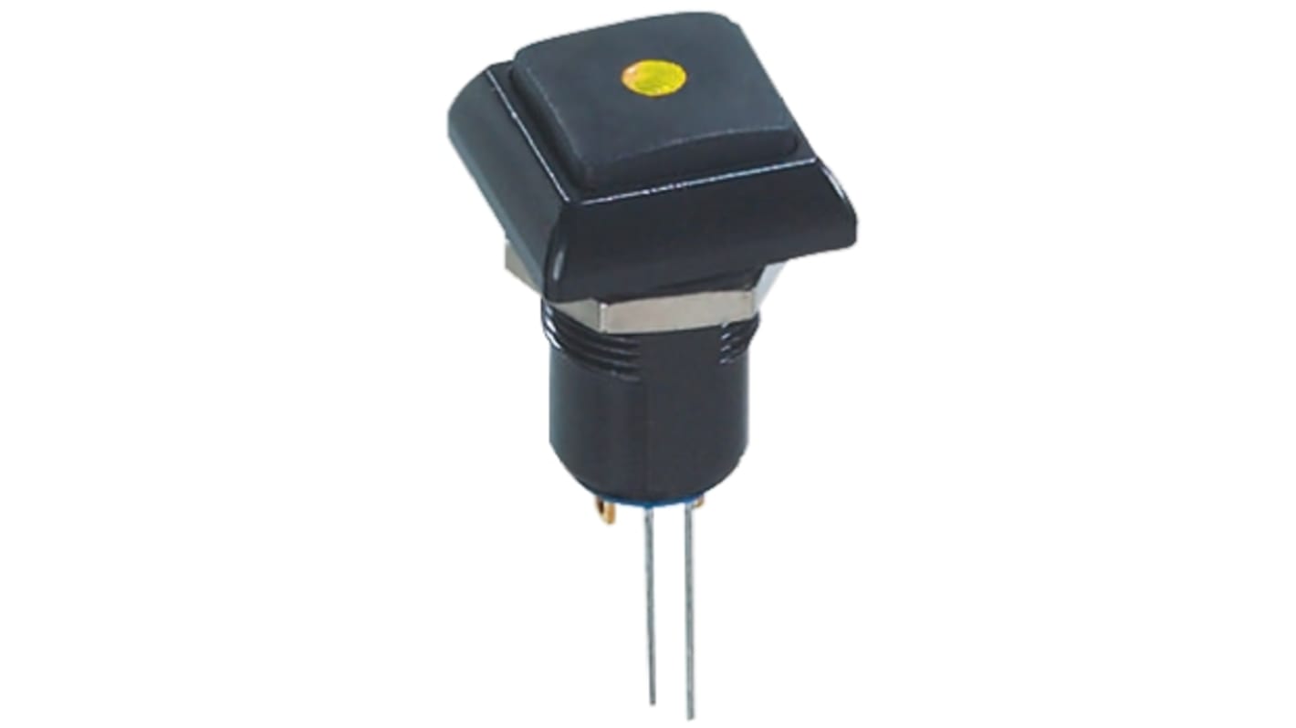 APEM Illuminated Push Button Switch, Latching, Panel Mount, 12mm Cutout, Yellow LED, 48V ac, IP67