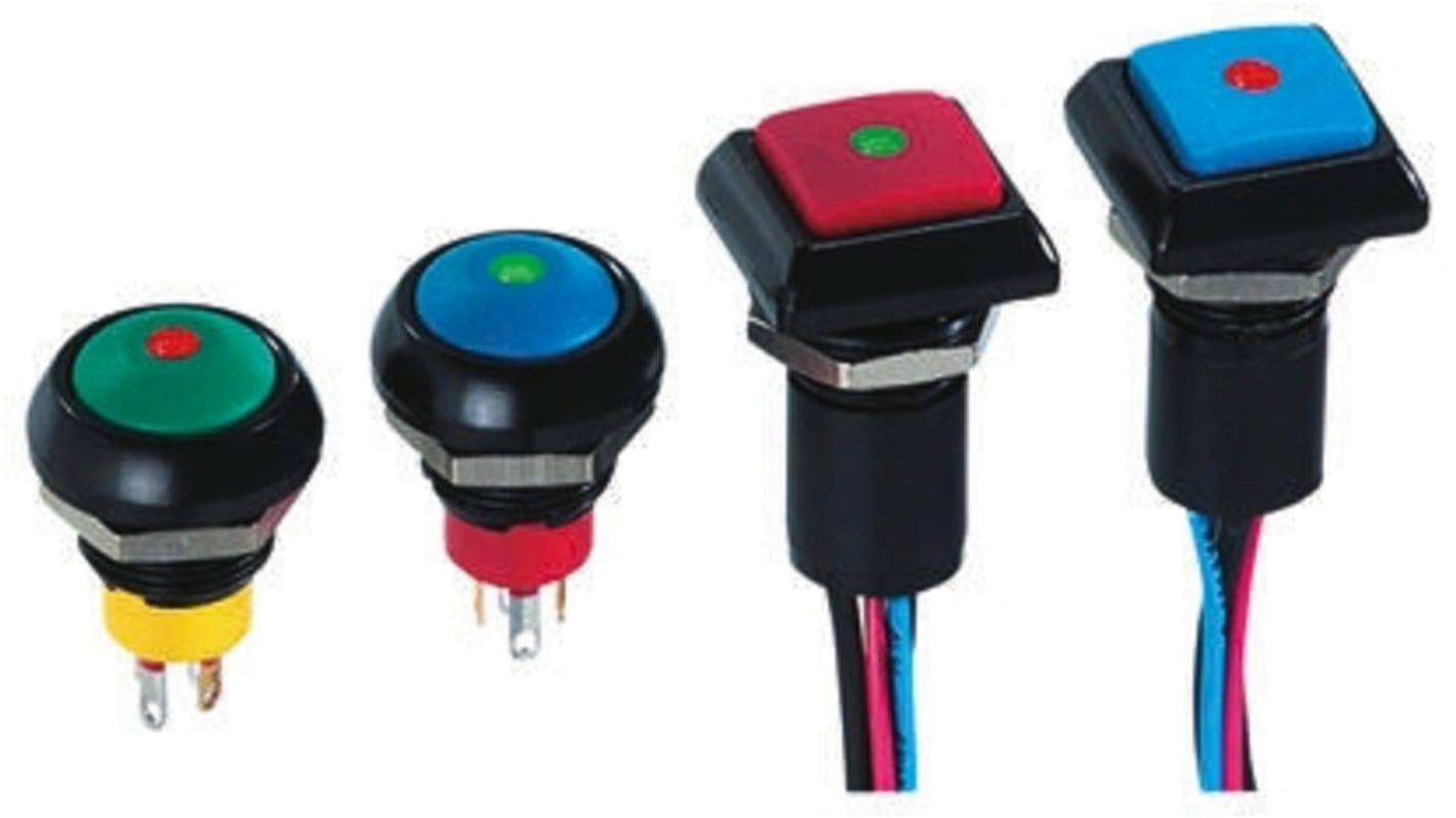 IPC3SAD1LOG APEM Illuminated Push Button Switch, Momentary, Panel