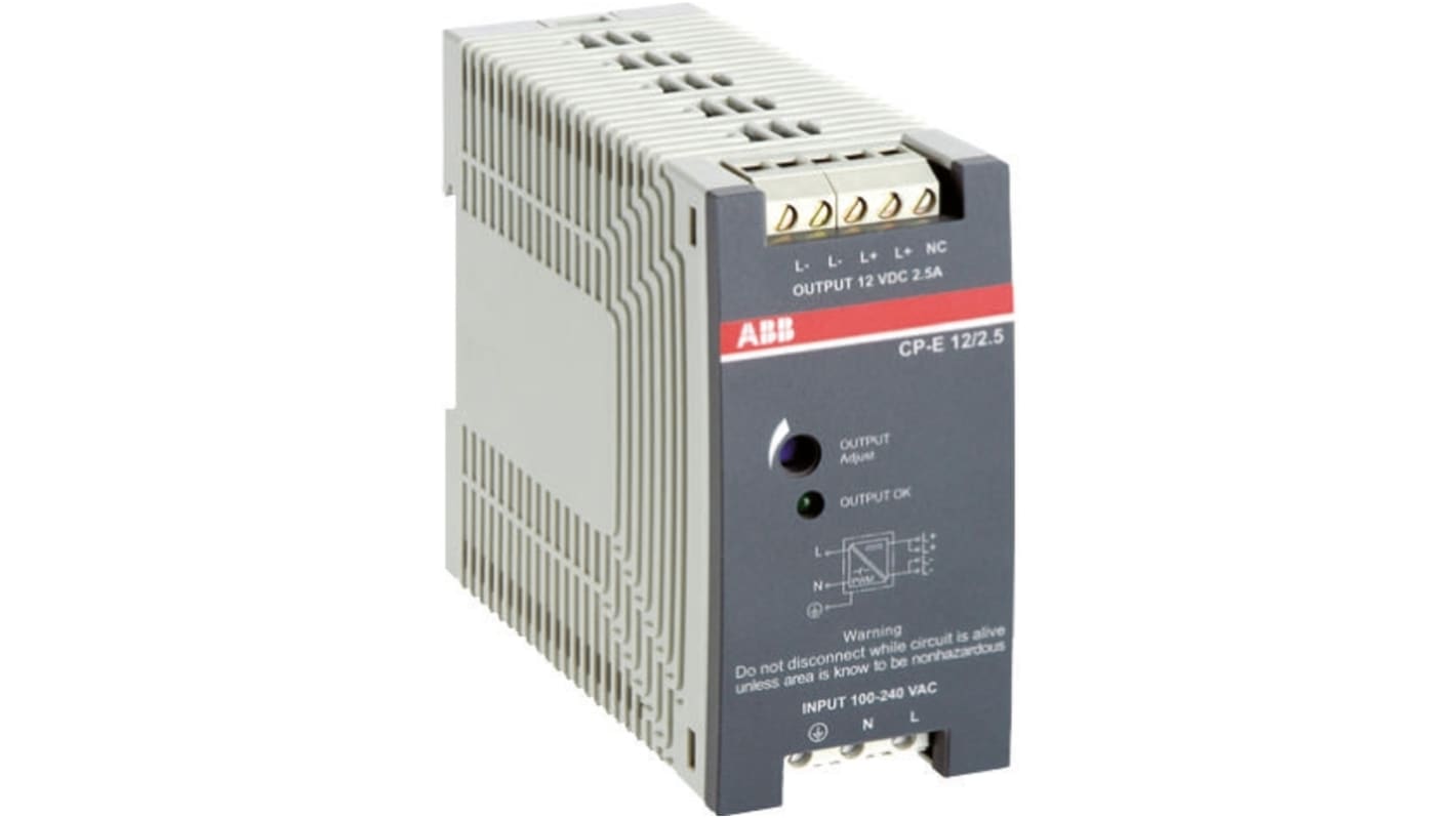 ABB CP-E Switched Mode DIN Rail Power Supply, 85 → 264 V ac / 90 → 375V dc ac, dc Input, 12V dc dc