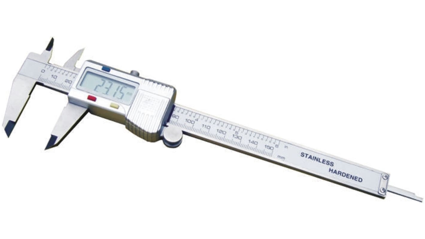 RS PRO 150mm, 6in Digital Caliper Caliper 0.01 mm Resolution, Imperial, Metric With UKAS Calibration