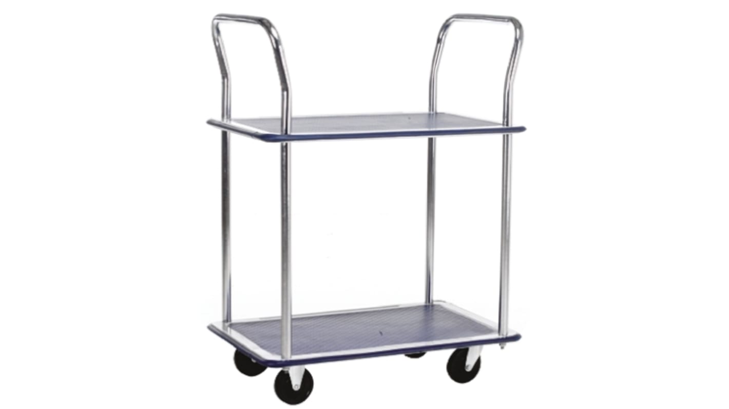 RS PRO Trolley mit 2 Ebenen, Stahl Rahmen, 725 x 470mm, max. 120kg, 950mm