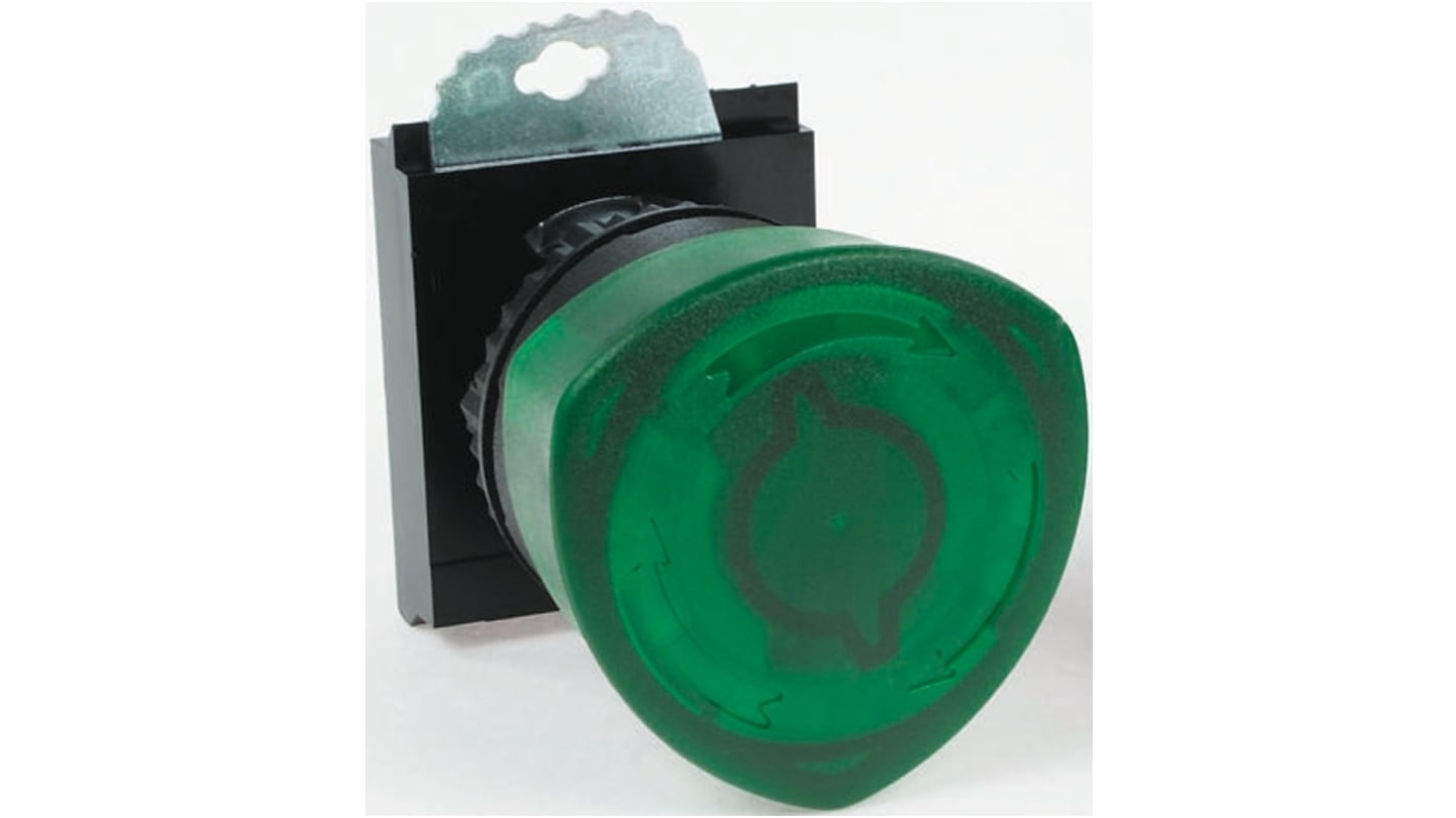 BACO Green Illuminated Stay Put Push Button Head, 22mm Cutout, IP66