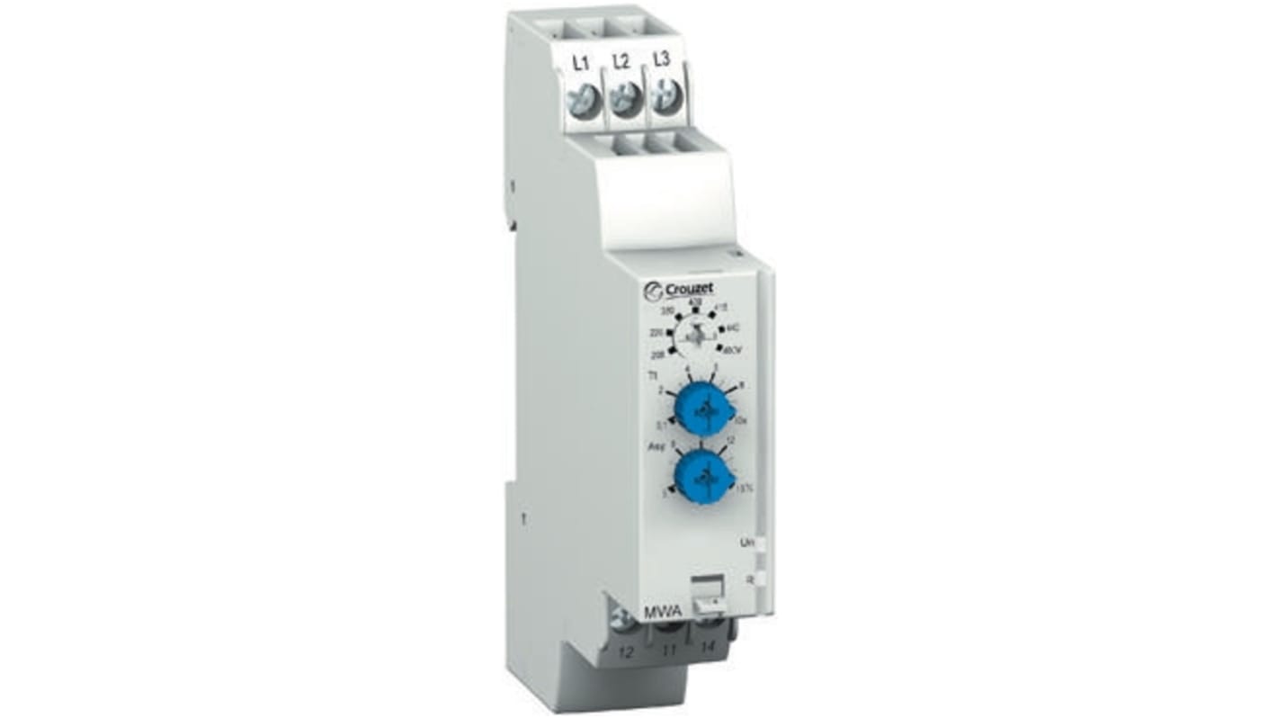 Crouzet Phase Monitoring Relay, 3 Phase, SP-NO/NC, DIN Rail