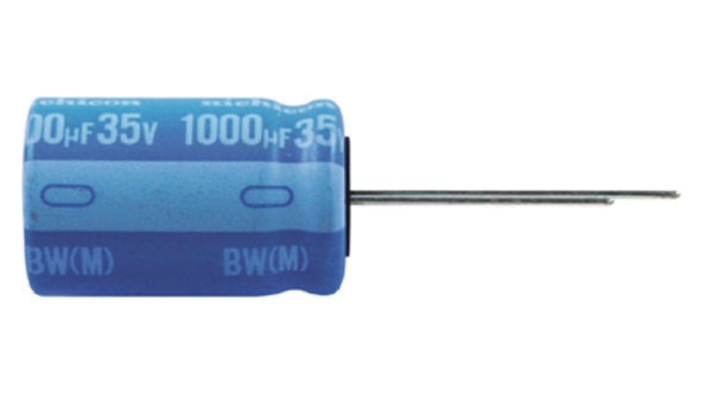 Nichicon 100μF Aluminium Electrolytic Capacitor 25V dc, Radial, Through Hole - UBW1E101MPD