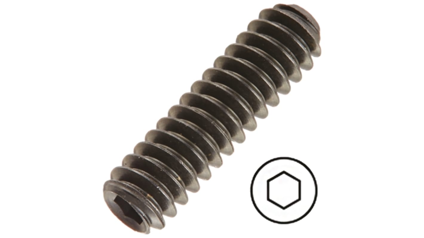 RS PRO Steel 1 Piece Hex Socket Drive Grub Screw