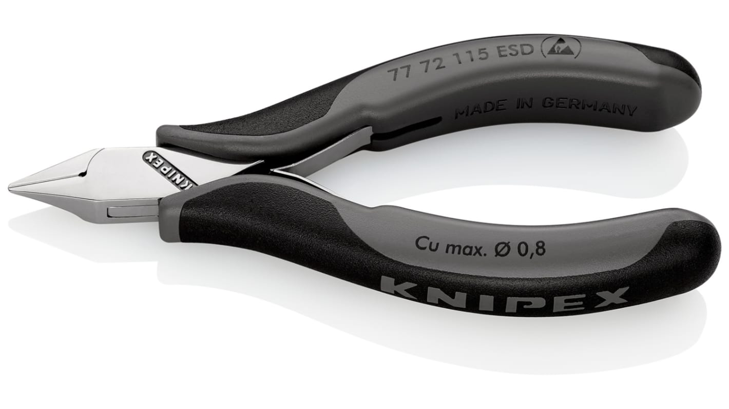 Alicates de corte lateral Knipex, capacidad de corte 0.8mm, long. total 115 mm, ESD