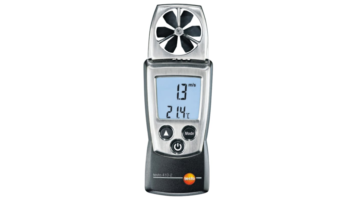 Testo 410-1 Anemometer bis 20m/s, 0.1m/s, Luftgeschwindigkeit Temperatur, Typ NTC, Flügelrad, ISO-kalibriert