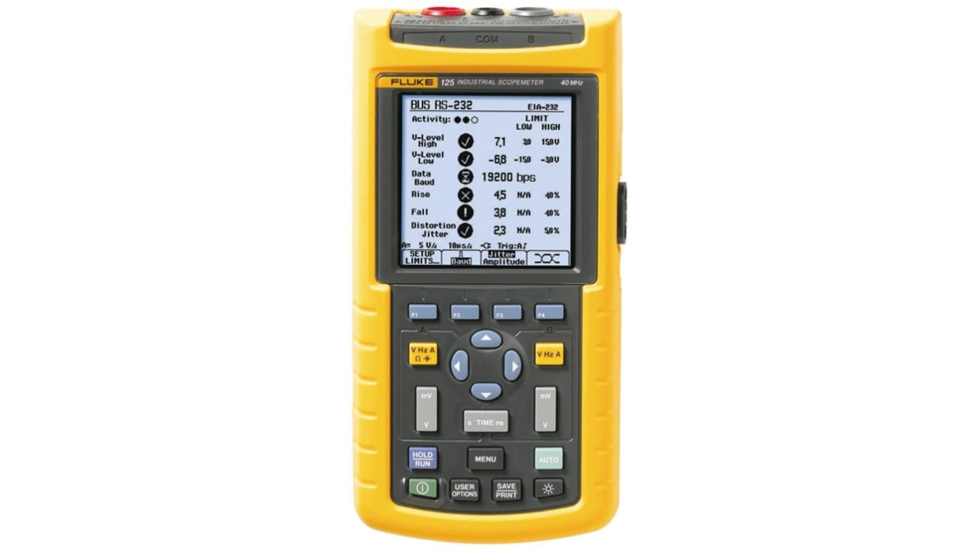 Fluke 125 125 Series Portable Digital Oscilloscope, 2 Analogue Channels, 40MHz