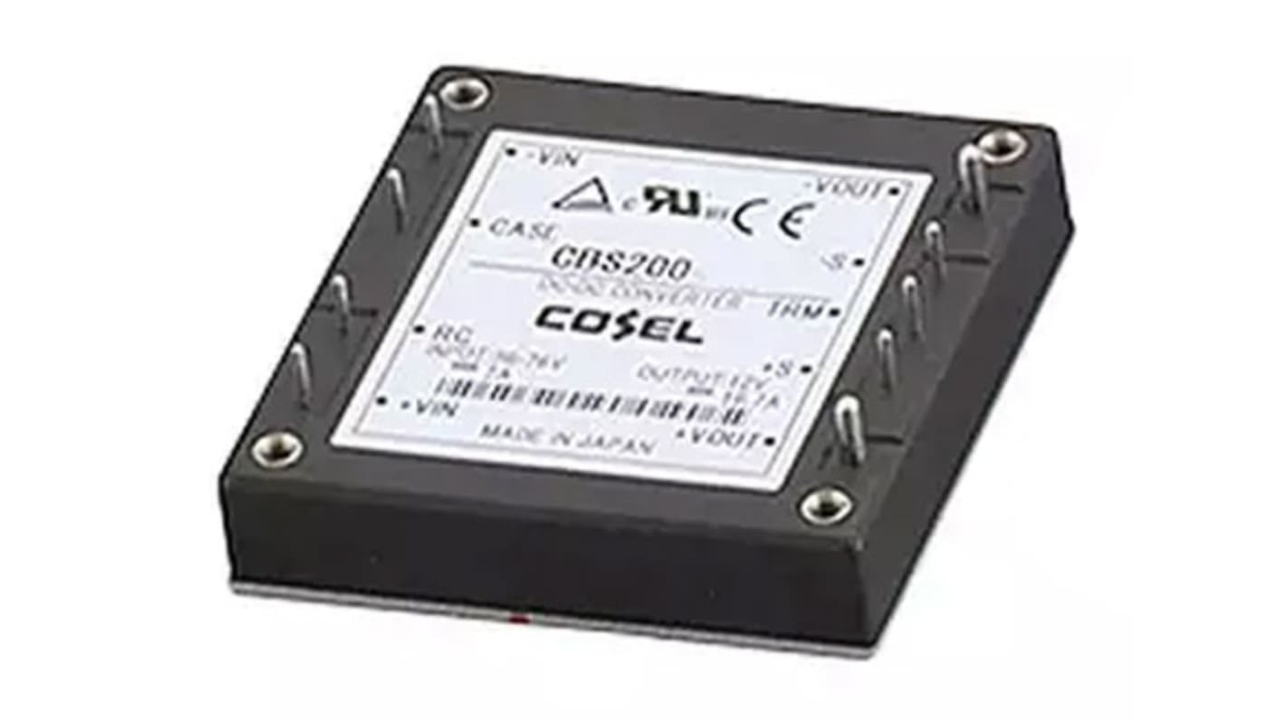 Convertisseur DC-DC Cosel, Montage traversant, 200.4W, 1 sortie, 12V c.c., 16.7A