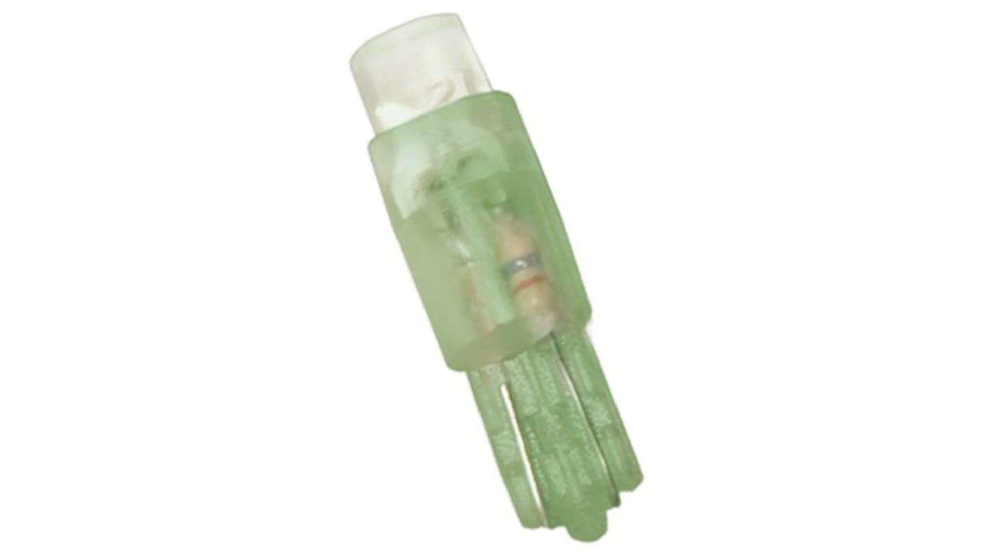 JKL Components Green LED Indicator Lamp, 24V, Wedge Base, 4.5mm Diameter