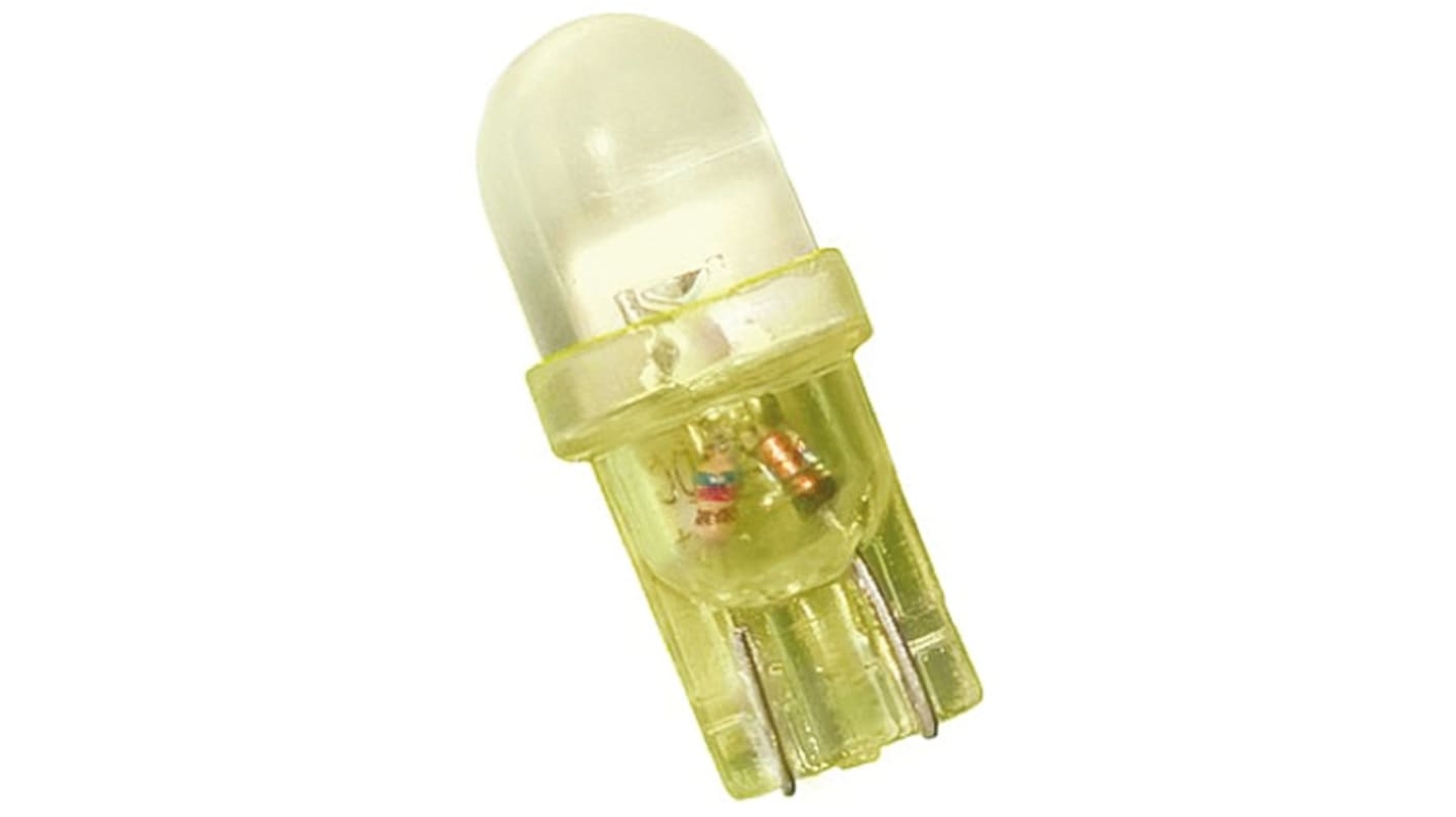 Lampada per indicatori JKL Components, lunga 28.5mm, Ø 10mm, 24V, luce color Giallo con Wedge, angolo di vista 20°