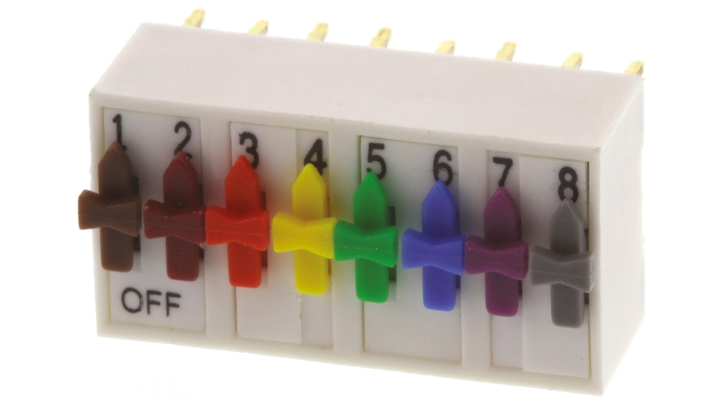 ERG 8 Way Through Hole DIP Switch SPST, Directing Switch Actuator