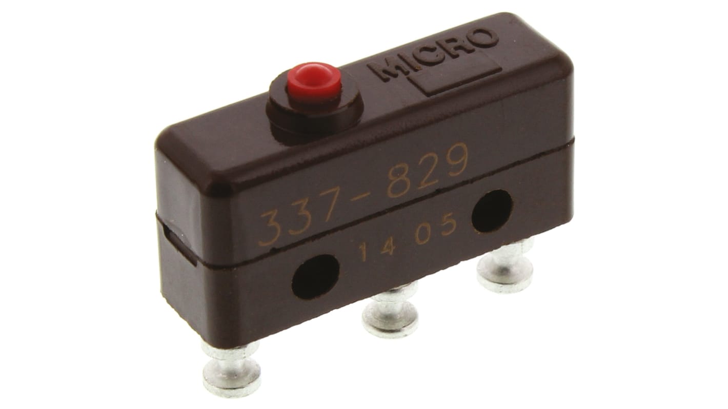 Mikrospínač SPDT, typ ovladače: Píst 5 A při 250 V AC