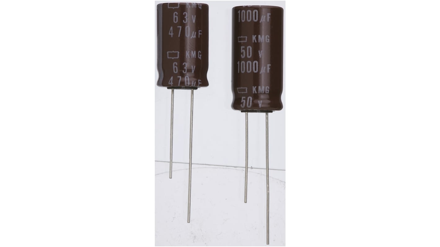 Nippon Chemi-Con 2200μF Electrolytic Capacitor 16V dc, Through Hole - EKMG160ELL222MK20S