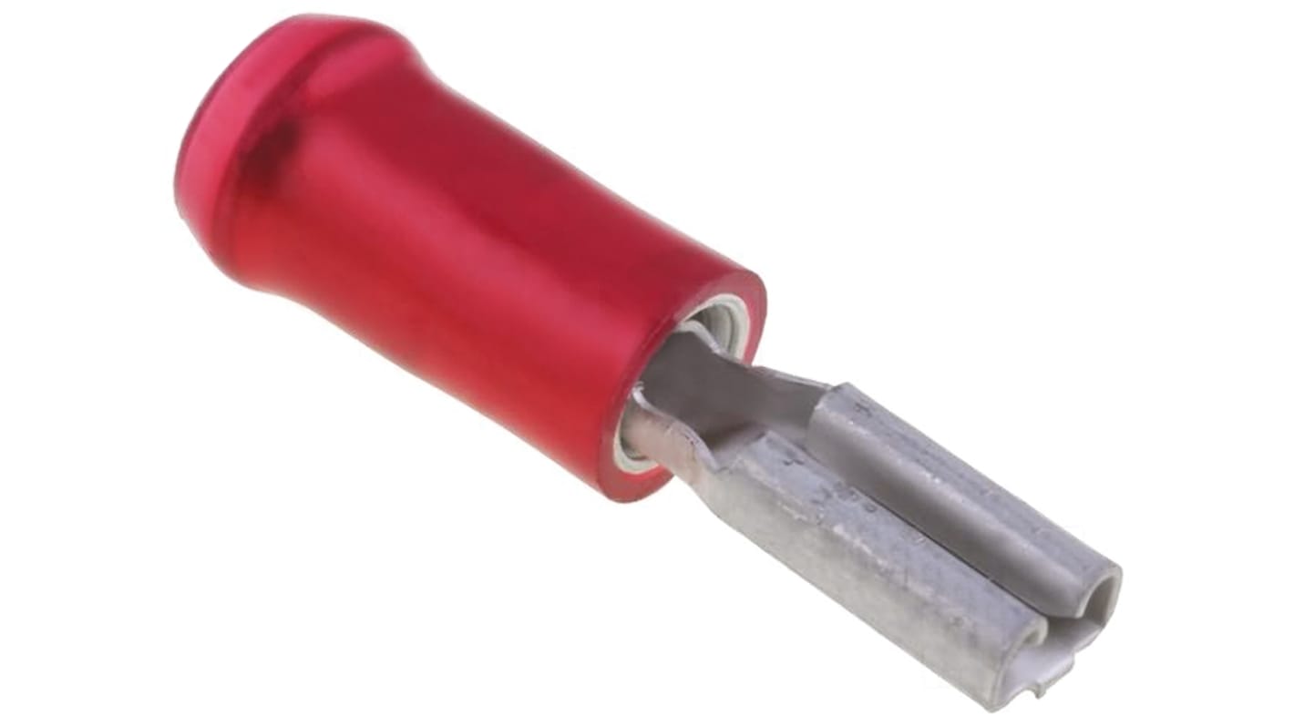 TE Connectivity PIDG FASTON .250 Red Insulated Female Spade Connector, Receptacle, 2.79 x 0.51mm Tab Size, 0.3mm² to