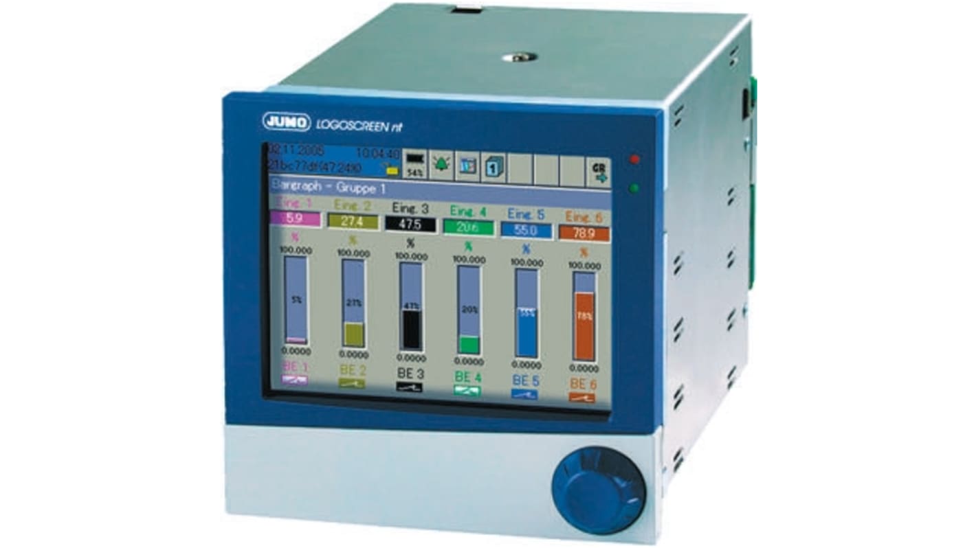 Jumo 706580/09-300-33/020, 6 Input Channels, 7 Output Channels, Paperless Chart Recorder Measures Current, Millivolt,