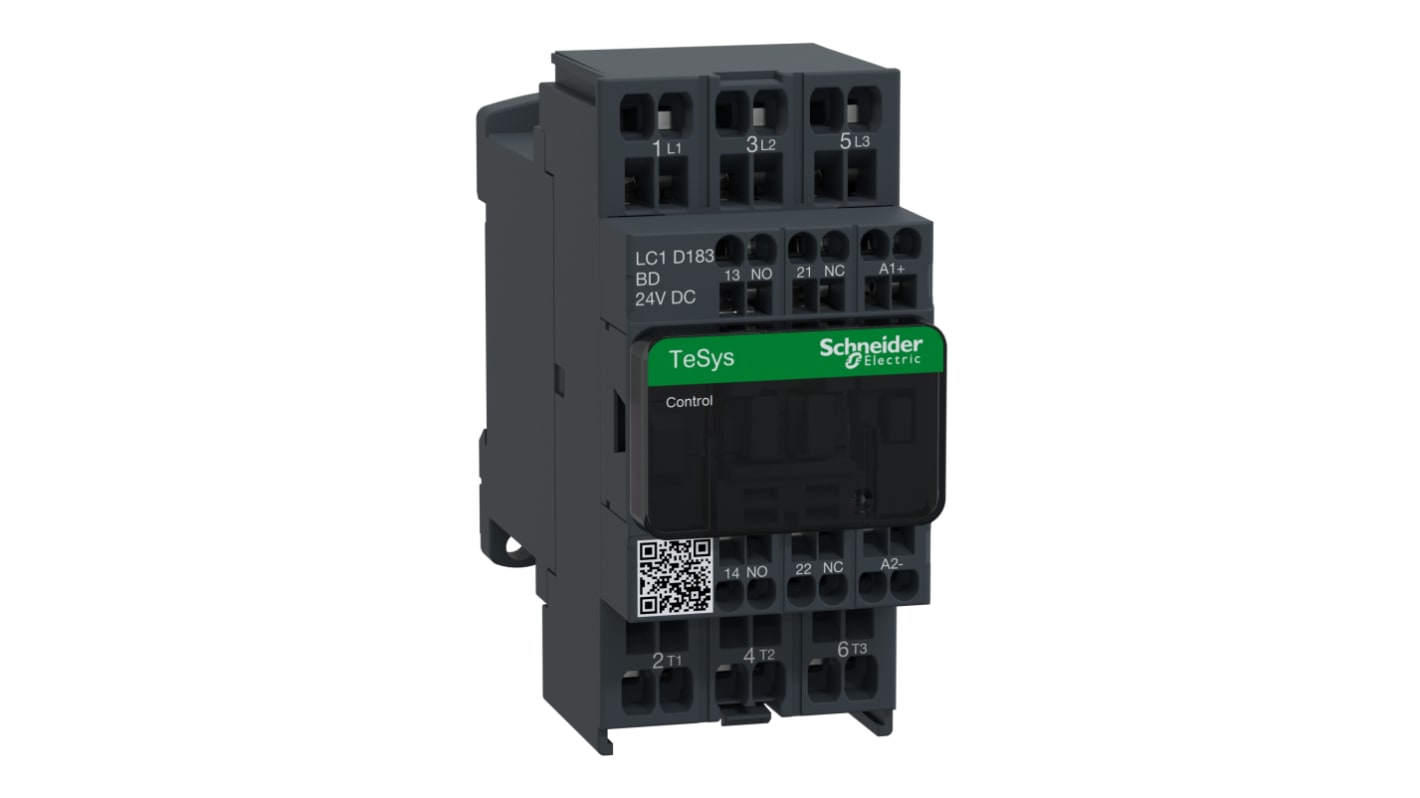 Contattore Schneider Electric, serie LC1D, 3 poli, 3 N/A, 25 A, 7,5 kW, bobina 24 V c.c.