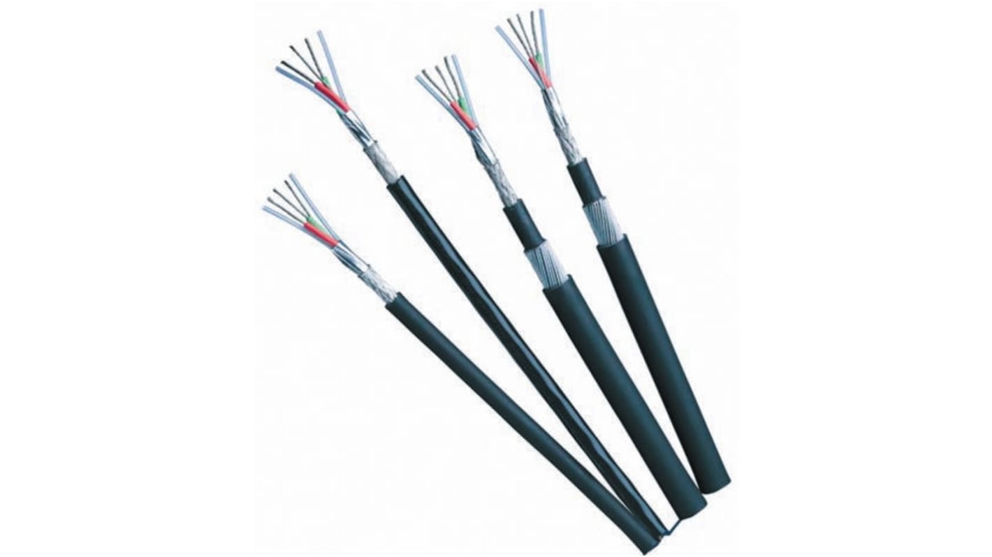 Cable de datos apantallado Profibus Belden de 2 conductores, 1 par, 0,9 mm², 18 AWG, long. 120m, Ø ext. 8mm, funda de