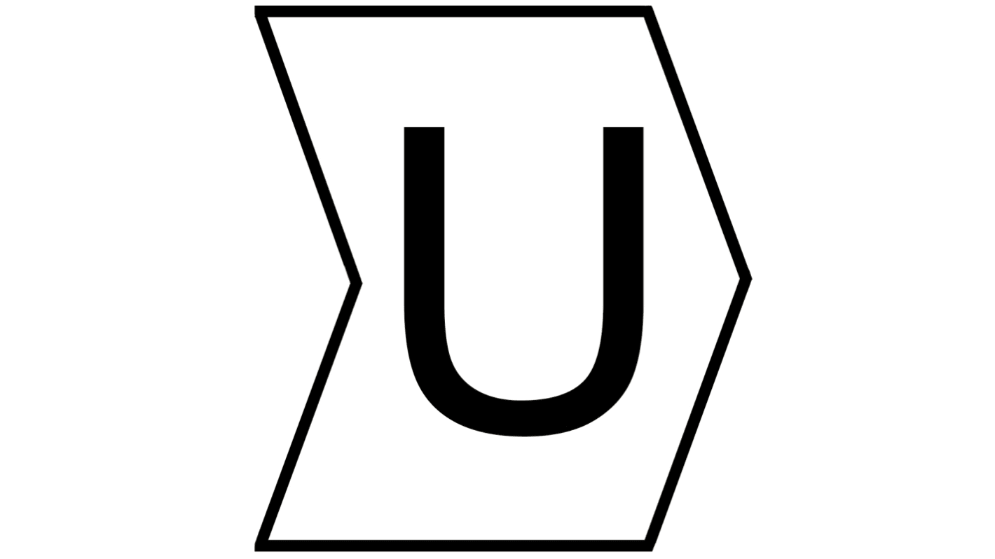 HellermannTyton Helagrip Slide On Cable Markers, Black on White, Pre-printed "U", 1 → 3mm Cable