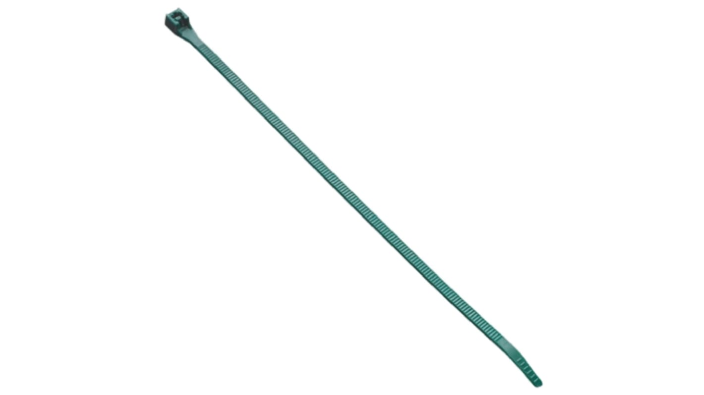 HellermannTyton Cable Tie, Releasable, 195mm x 4.7 mm, Green Polyamide 6.6 (PA66), Pk-25