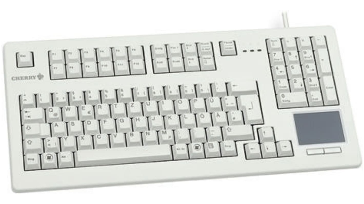 CHERRY Touchpad-Tastatur QWERTZ Kabelgebunden Grau USB Kompakt, 415 x 193 x 37mm