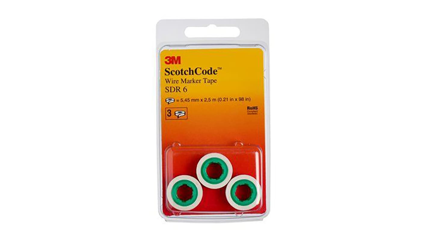 3M Adhesive Cable Markers, Pre-printed "6"