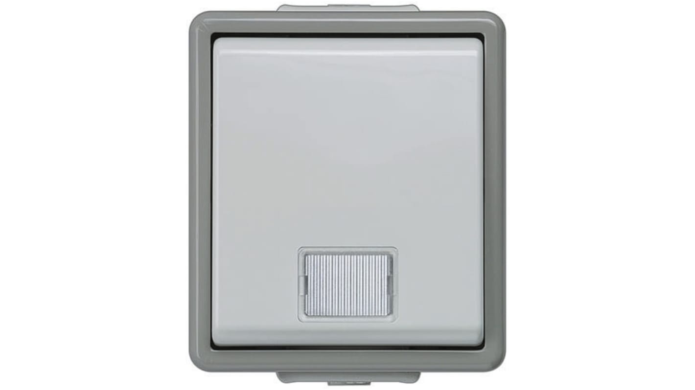 Siemens Grey Rocker Light Switch, 1 Way, 1 Gang, Delta