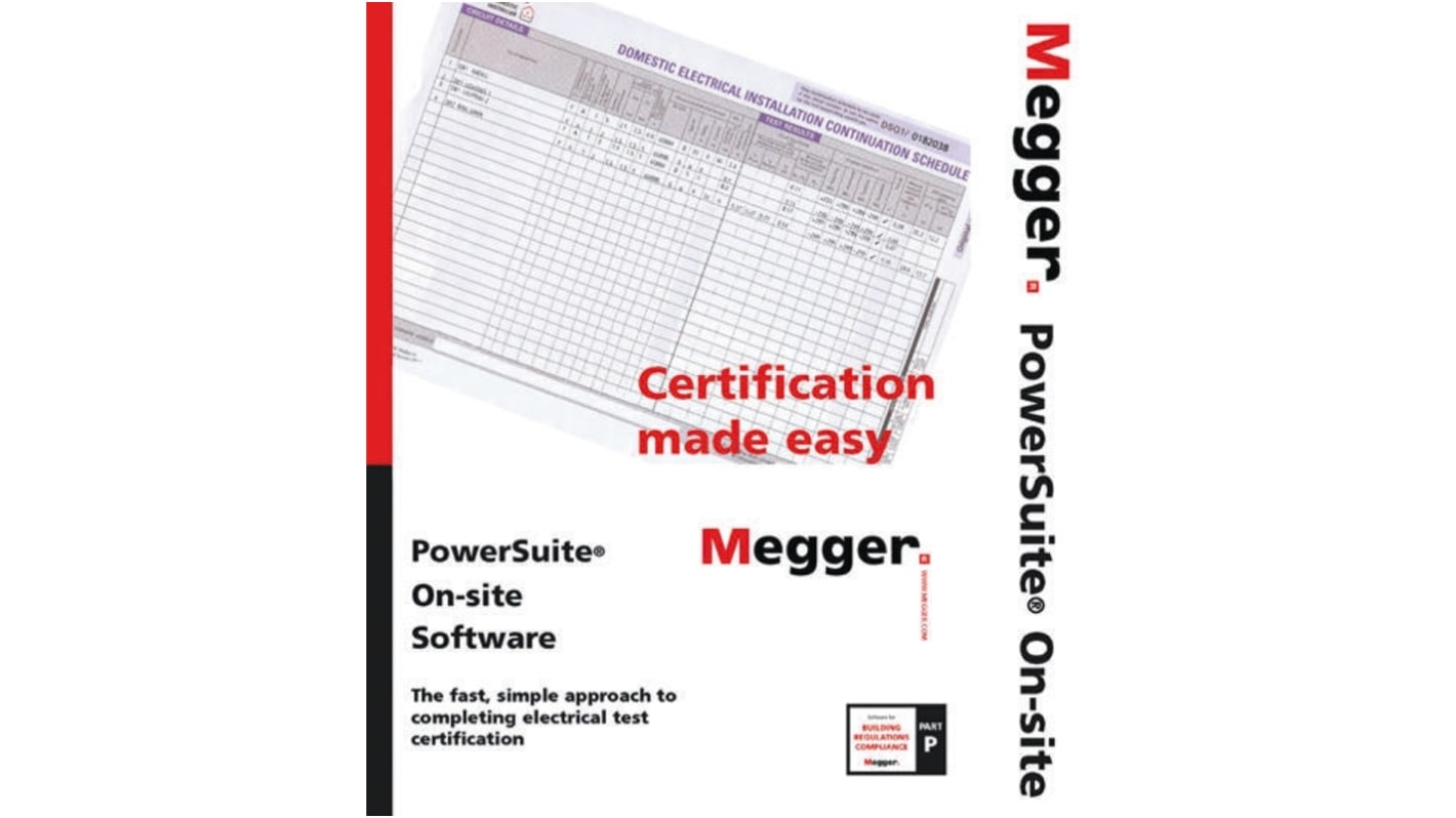 Megger POWERSUITE ON-SITE Electrical Installation Software, For Use With MFT 1553