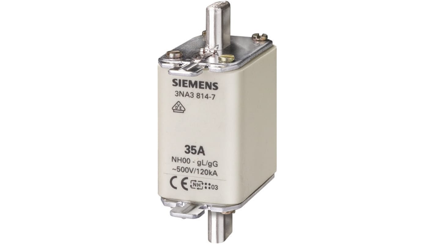 Siemens NH-Sicherung NH00, 500V ac / 100A, gG CSA 22.2, IEC EN 60269, VDE 0636