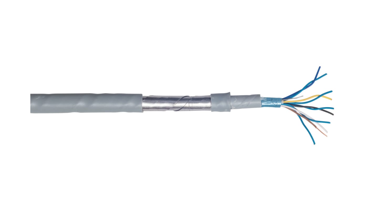 CAE Groupe 10 Core 24 AWG Telephone Cable, 1/0.51 mm, Grey Sheath, 100m