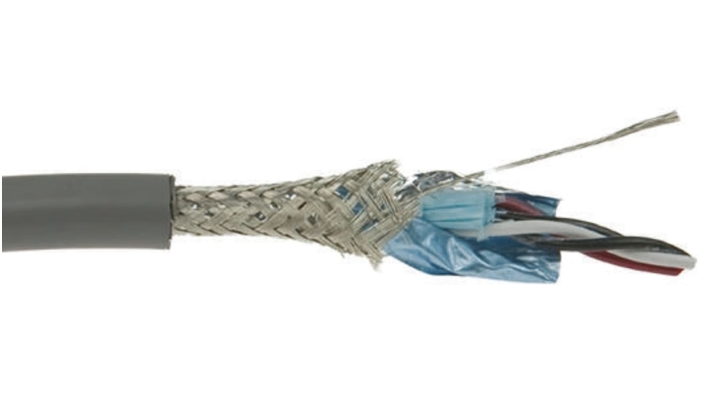 Alpha Wire Twisted Pair Data Cable, 2 Pairs, 0.38 mm², 4 Cores, 22 AWG, Screened, 30m, Black Sheath